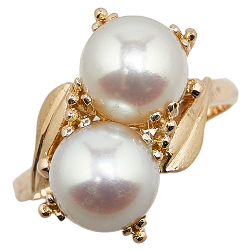 K18YG Yellow Gold Akoya Pearl Ring 11.5 in Excellent Condition