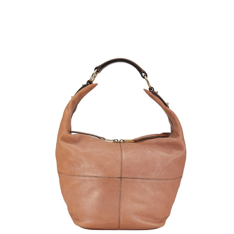 Celine Leather One Shoulder Bag Beige Brown