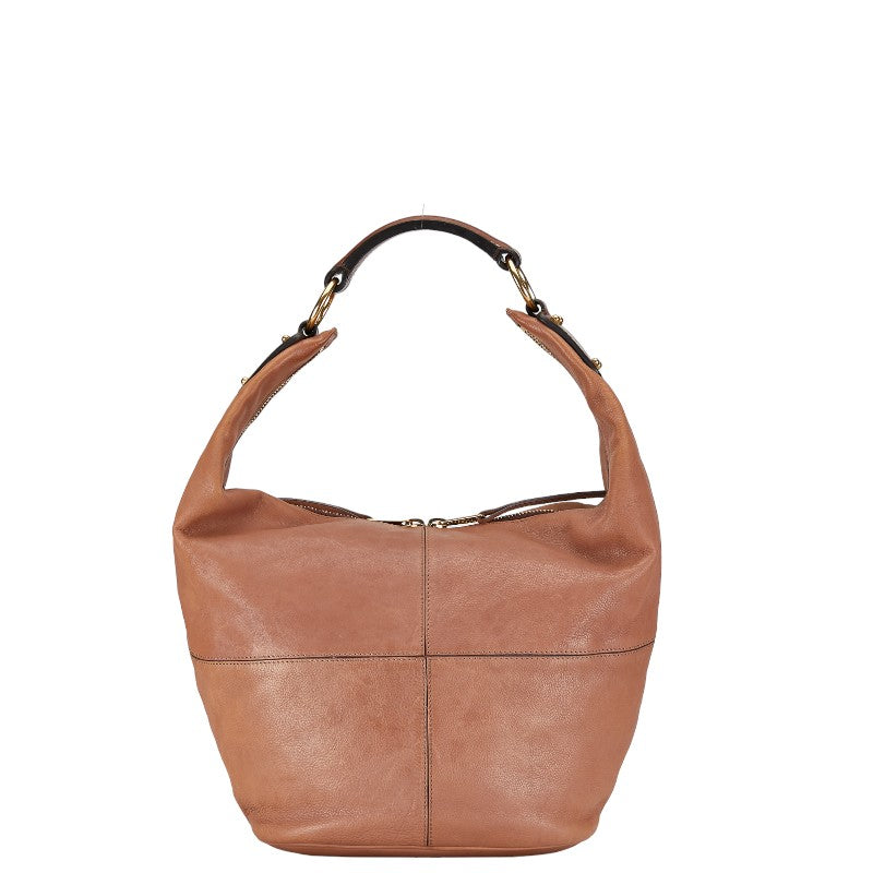 Celine Leather One Shoulder Bag Beige Brown