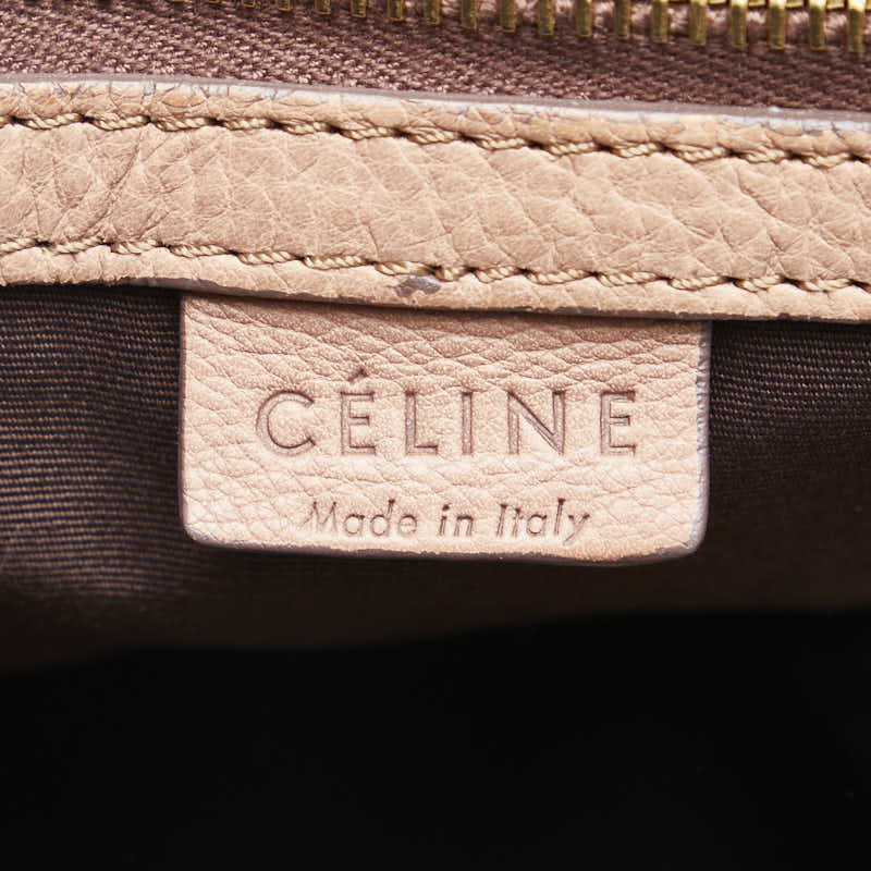 Celine Leather One Shoulder Bag Beige Brown