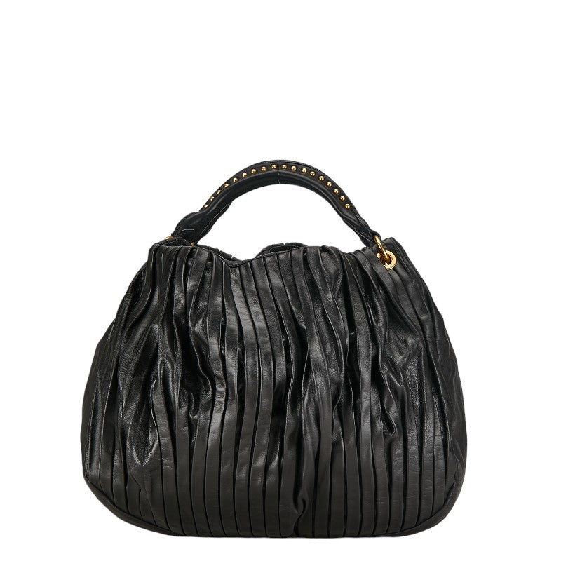 Miu Miu Bosco Leather Plisse Shoulder Bag Leather Handbag in Good condition