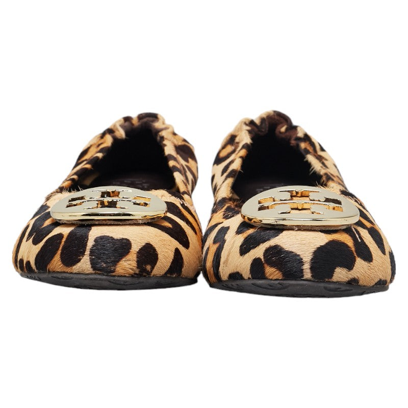 Tory Burch Leopard Flats Brown Gold