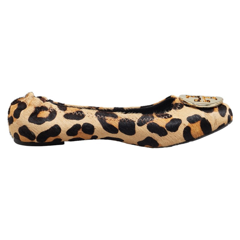 Tory Burch Leopard Flats Brown Gold