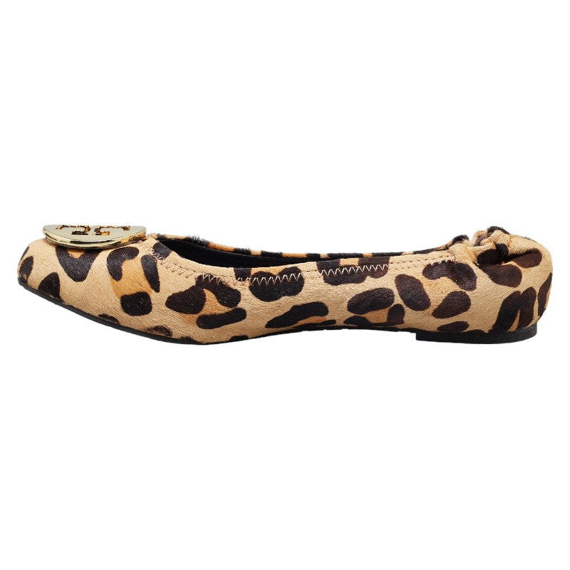 Tory Burch Leopard Flats Brown Gold