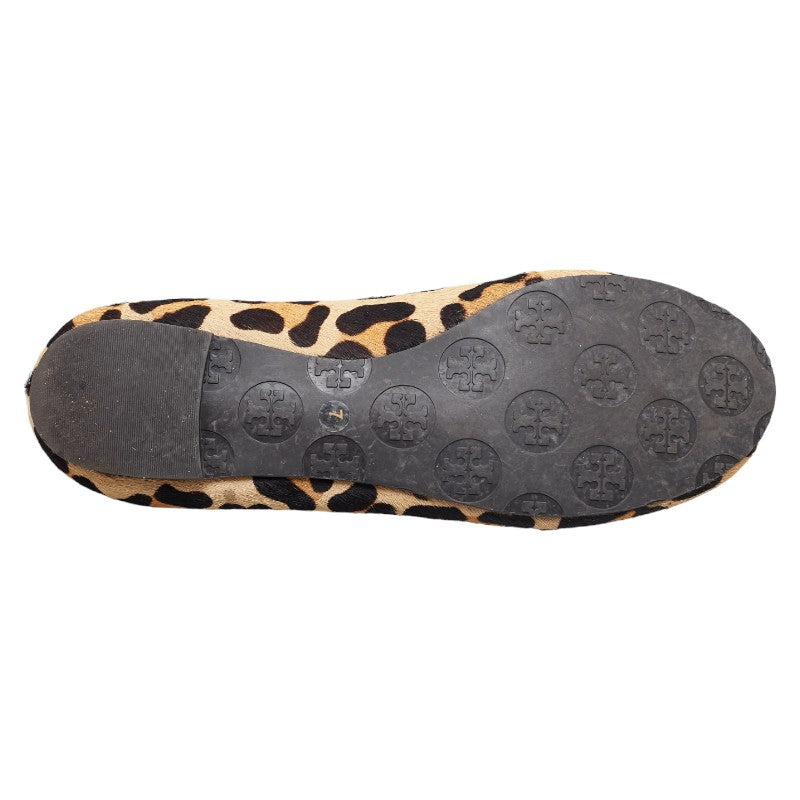 Tory Burch Leopard Flats Brown Gold