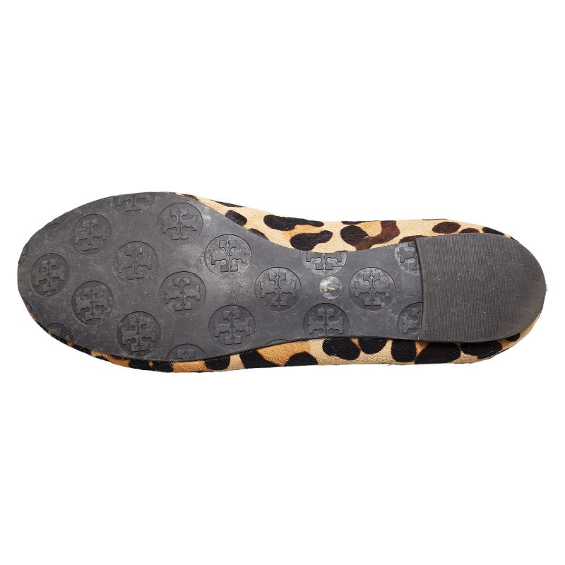 Tory Burch Leopard Flats Brown Gold