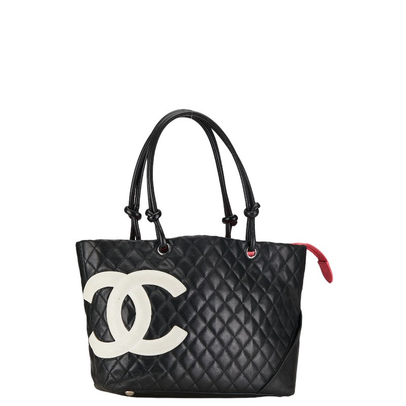 Chanel Cambon Quilted Leather Tote Bag Leather Tote Bag in Good condition