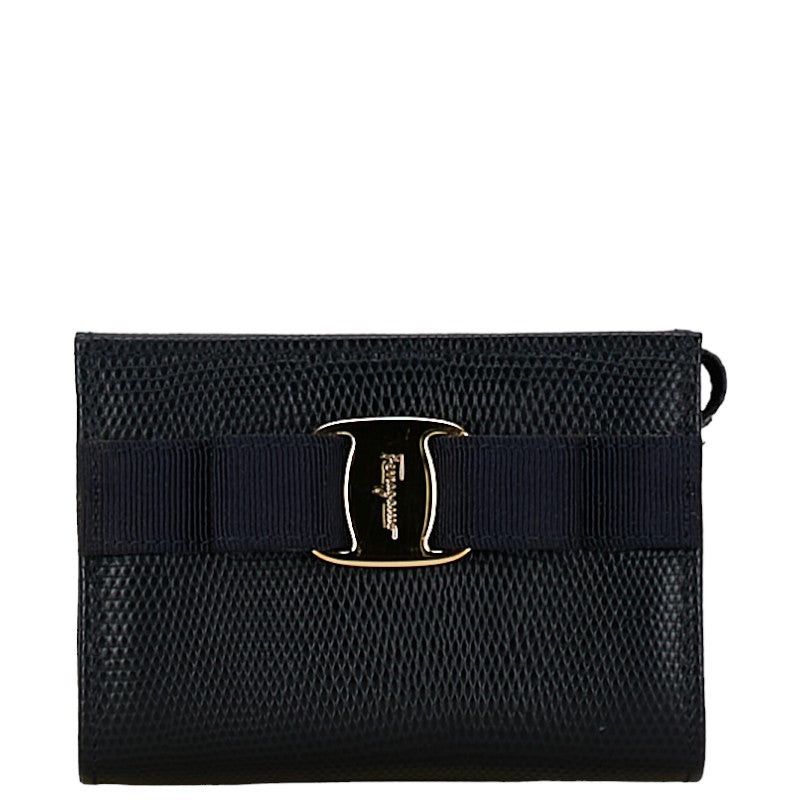 Salvatore Ferragamo Vara Ribbon Embossed Leather Pouch