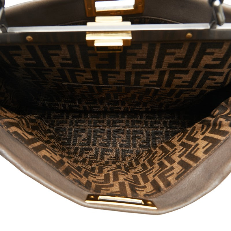 Fendi Peekaboo Zucca Leather Handbag 8BN210 in Very Good Condition