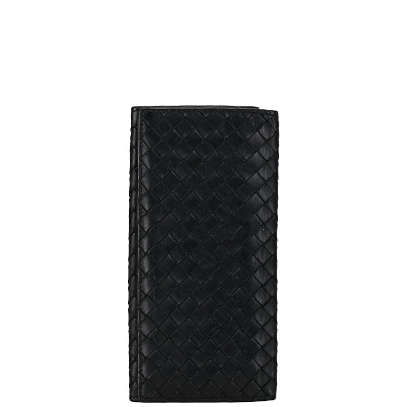 Bottega Veneta Intrecciato Leather Long Wallet Black in Very Good Condition