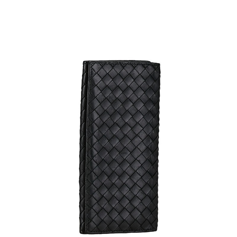 Bottega Veneta Intrecciato Leather Long Wallet Black in Very Good Condition