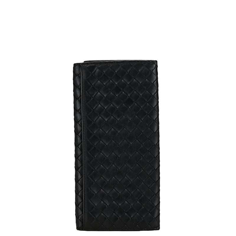 Bottega Veneta Intrecciato Leather Long Wallet Black in Very Good Condition