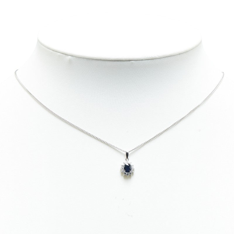 Platinum Pt900 Pt850 Sapphire 0.42ct Diamond 0.14ct Necklace in Great Condition