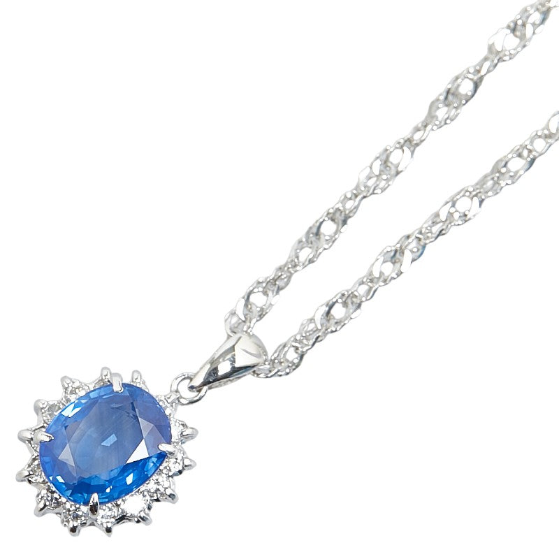 Platinum Pt900 Pt850 Sapphire 1.94ct Diamond 0.20ct Necklace