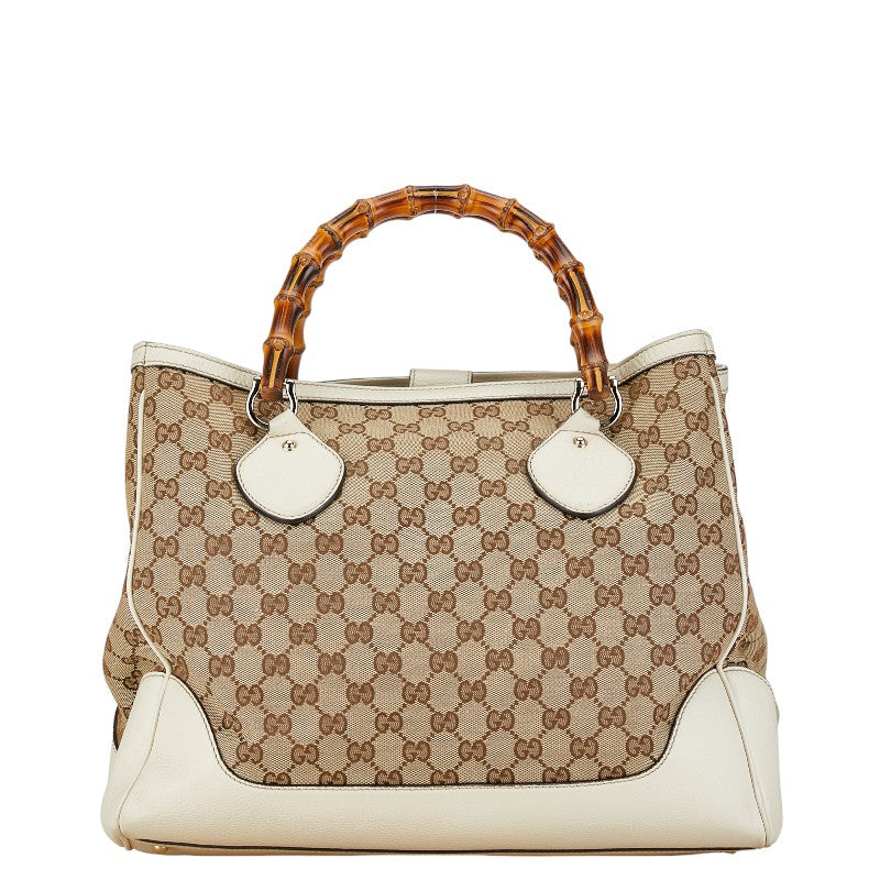 Gucci Canvas Leather Bamboo Handbag 282317