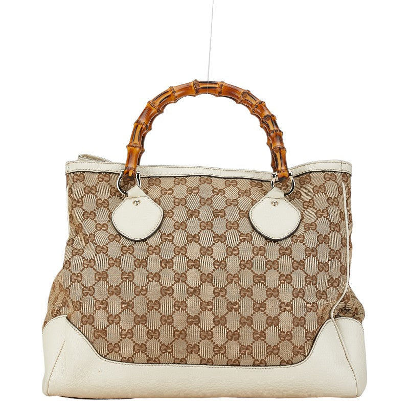 Gucci Canvas Leather Bamboo Handbag 282317