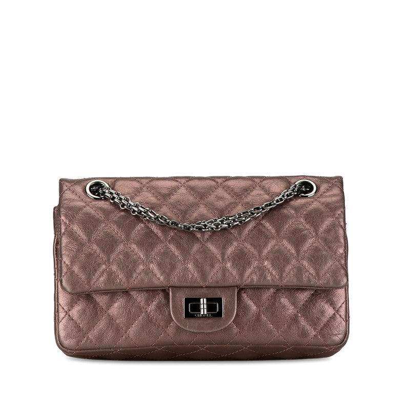 Chanel 2.55 Coco Mark Matelasse Chain Shoulder Bag Metallic Pink Leather in Very Good Condition