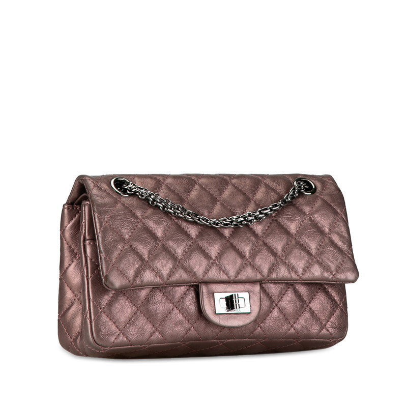 Chanel 2.55 Coco Mark Matelasse Chain Shoulder Bag Metallic Pink Leather in Very Good Condition