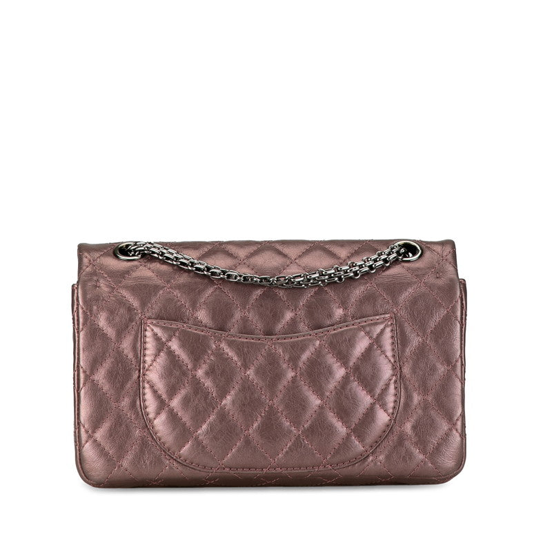 Chanel 2.55 Coco Mark Matelasse Chain Shoulder Bag Metallic Pink Leather in Very Good Condition