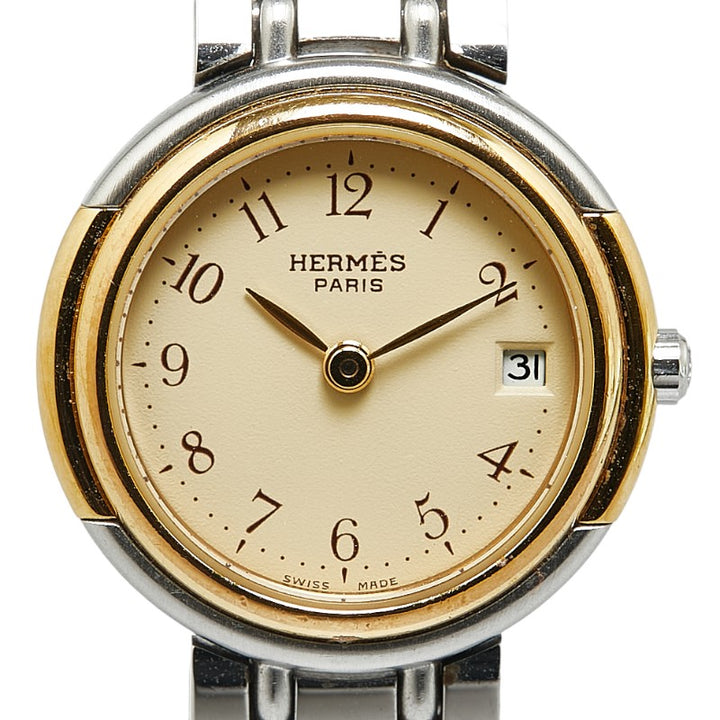 Hermes Windsor Quartz Watch Stainless Steel Ivory Dial in Good Condition