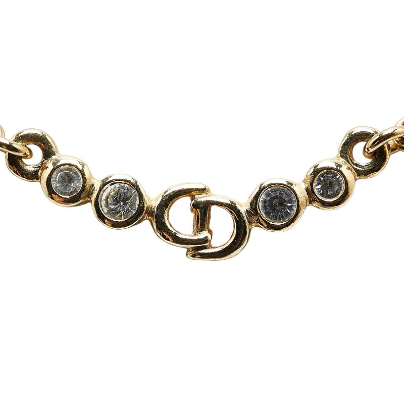 Dior CD Rhinestone Necklace Metal Necklace in Excellent condition