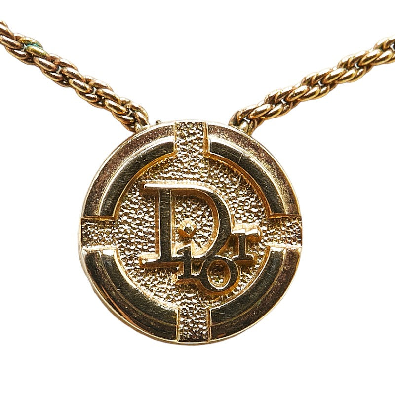 Dior Logo Medal Necklace Gold Plated in Very Good Condition