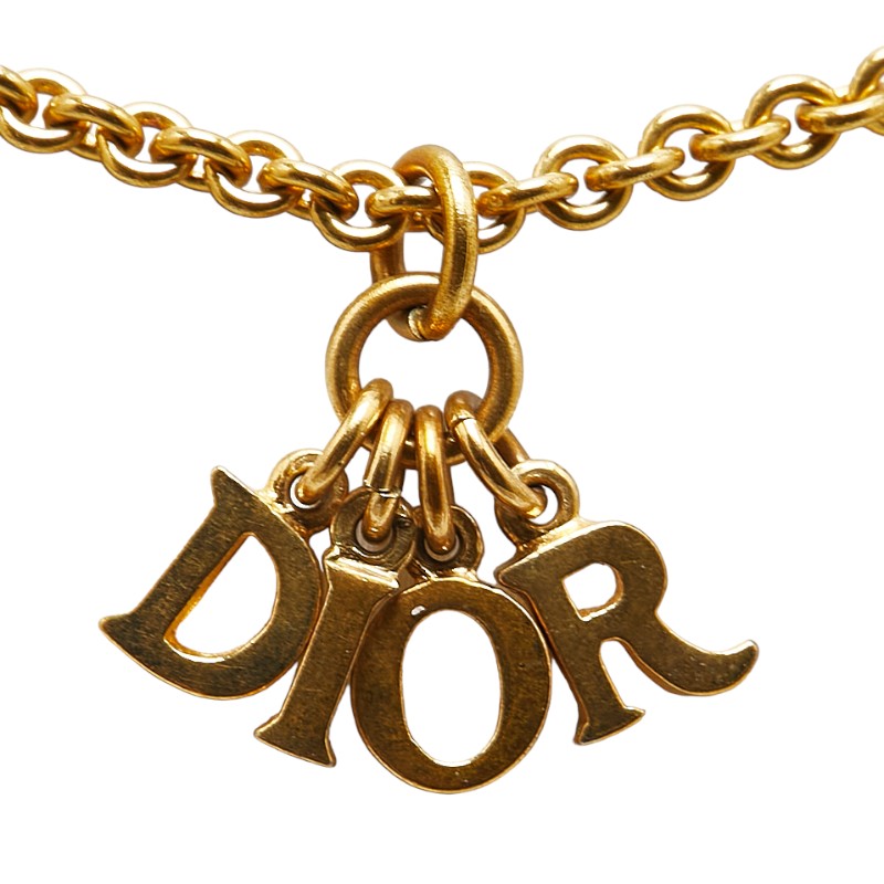 Dior Logo Charm Pendant Necklace Metal Necklace in Excellent condition