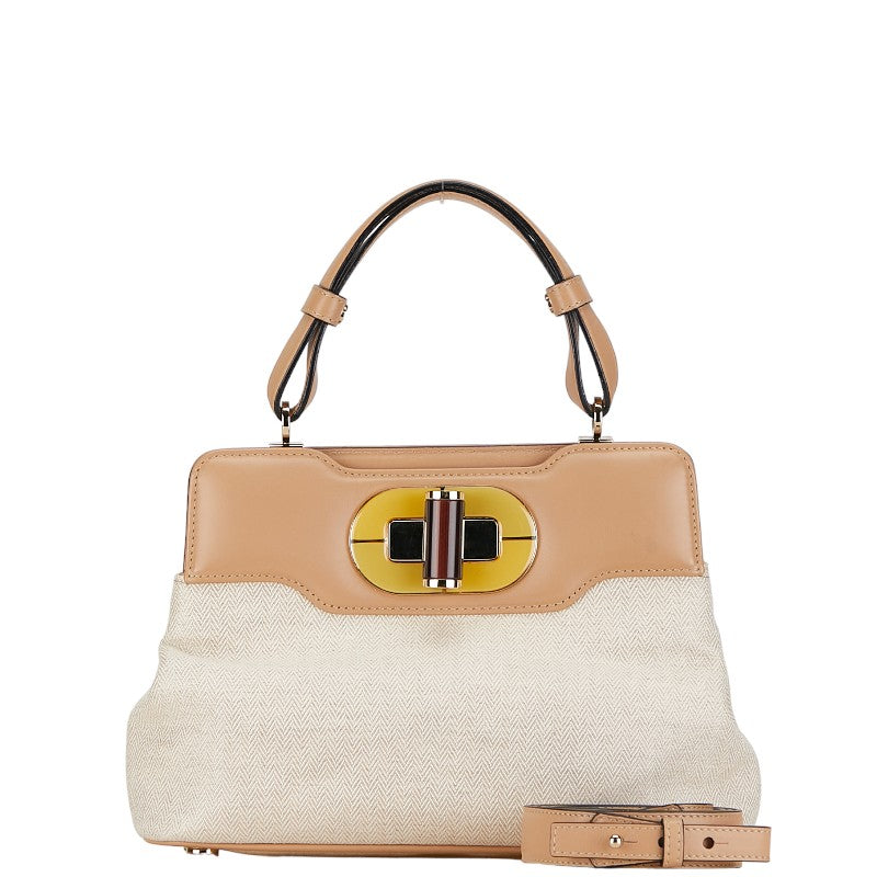 Bvlgari Isabella Rossellini Canvas Leather Handbag