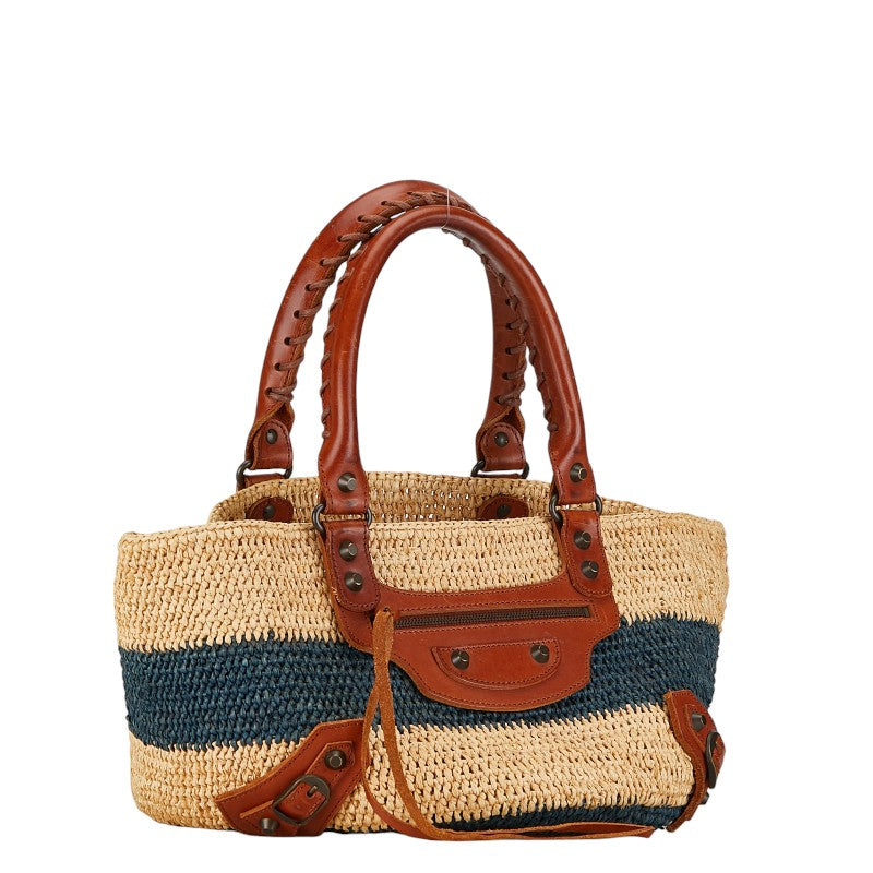 Balenciaga Raffia Panier Bag Natural Material Handbag 236741 in Good condition