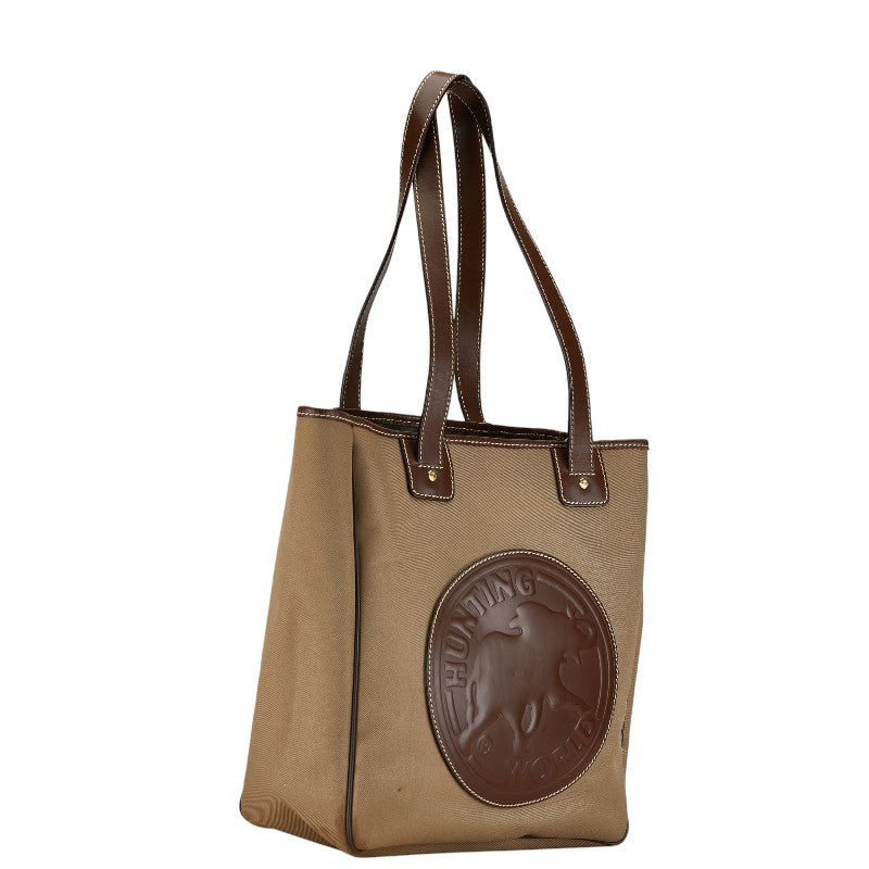 Hunting World Canvas Leather Tote Bag Brown