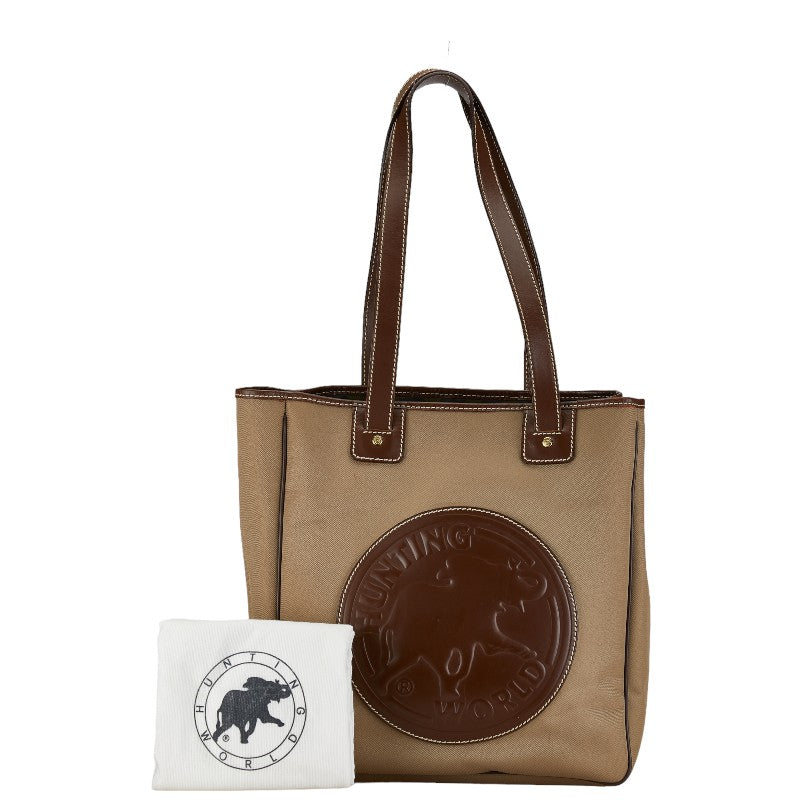 Hunting World Canvas Leather Tote Bag Brown