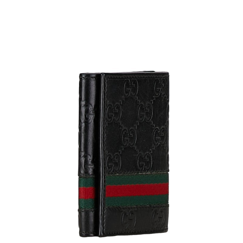 Gucci Guccissima Web Bifold Wallet Leather Card Case 138043 in Good condition
