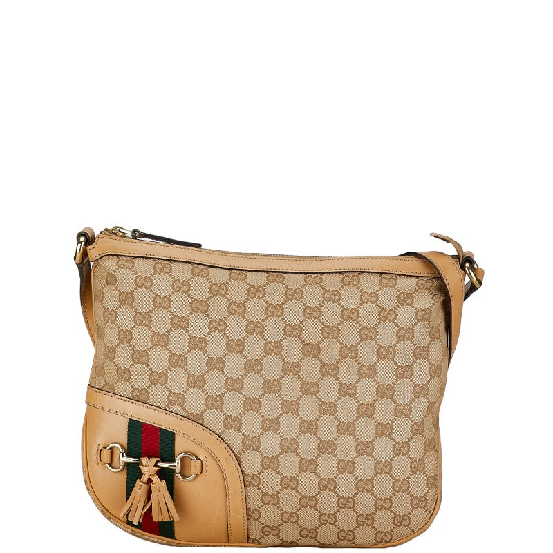 Gucci GG Canvas Horsebit Tassel Crossbody Bag Canvas Crossbody Bag 232967 in Good condition