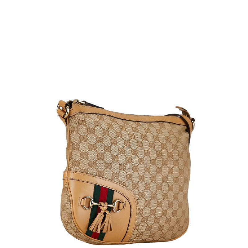 Gucci GG Canvas Horsebit Tassel Crossbody Bag Canvas Crossbody Bag 232967 in Good condition