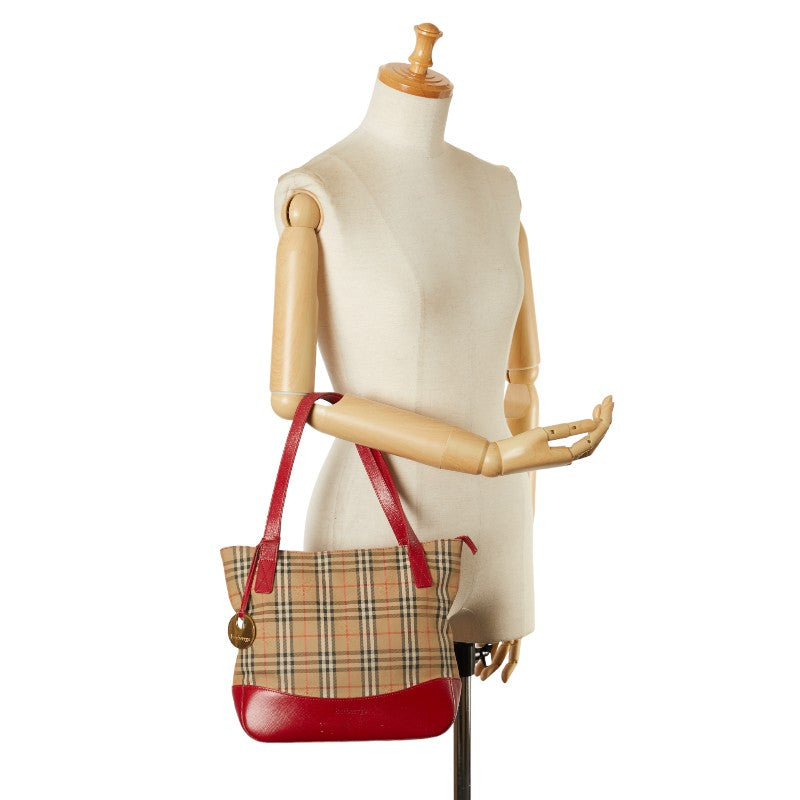 Burberry Nova Check Shadow Horse Canvas Leather Handbag