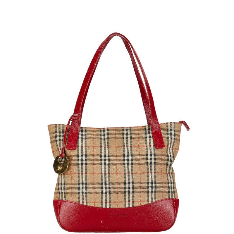 Burberry Nova Check Shadow Horse Canvas Leather Handbag