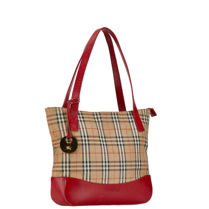 Burberry Nova Check Shadow Horse Canvas Leather Handbag