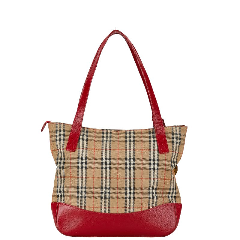 Burberry Nova Check Shadow Horse Canvas Leather Handbag