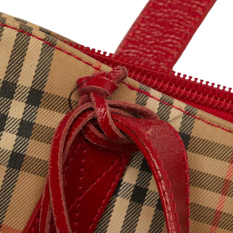 Burberry Nova Check Shadow Horse Canvas Leather Handbag