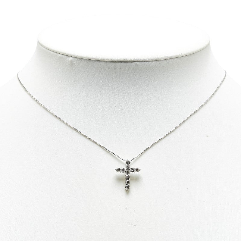 Platinum Pt900 Pt850 Diamond 0.50ct Cross Pendant Necklace in Excellent Condition