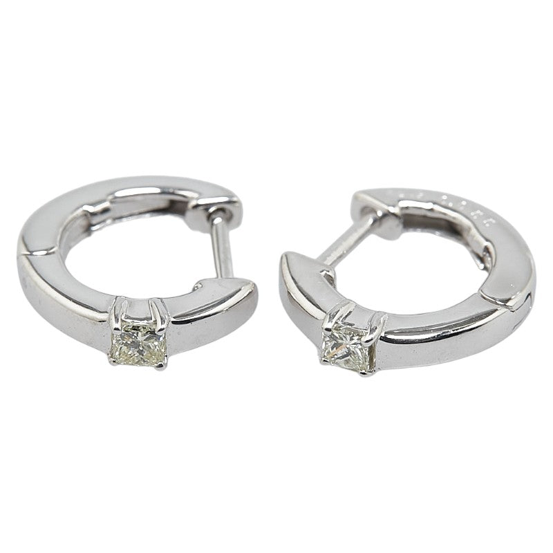 [LuxUness] 18K Diamond Hoop Earrings  Metal Earrings in Excellent condition