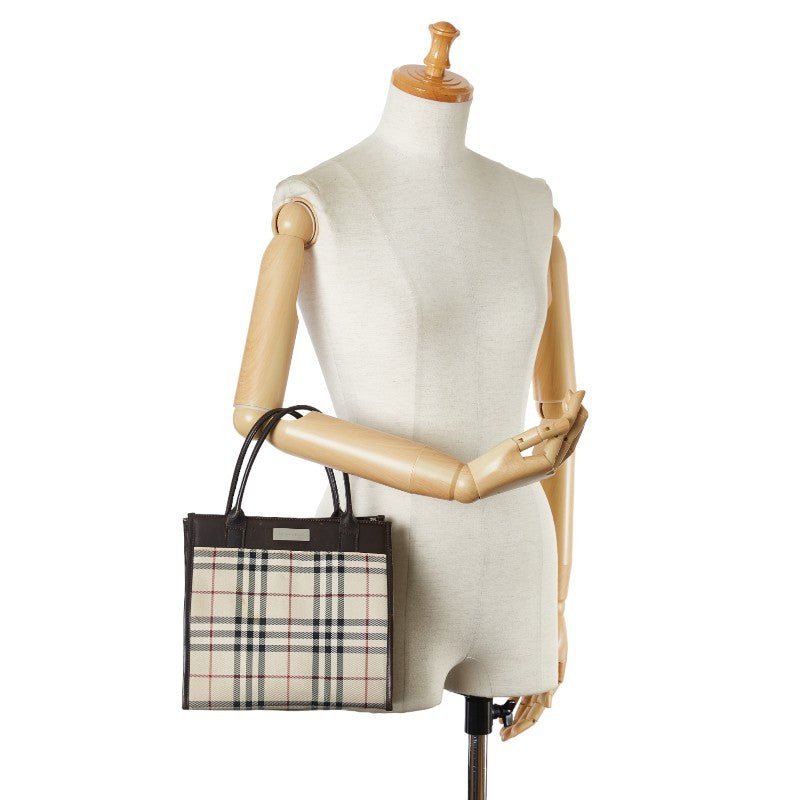 Burberry Nova Check Canvas Leather Handbag in Very Good Condition