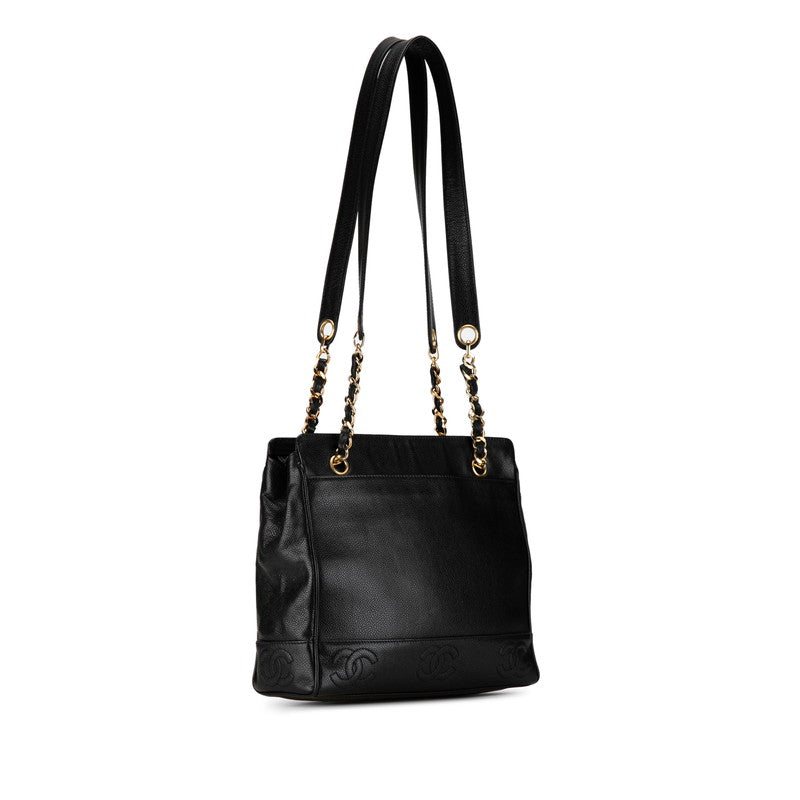 Chanel Triple Coco Mark Chain Tote Bag Black