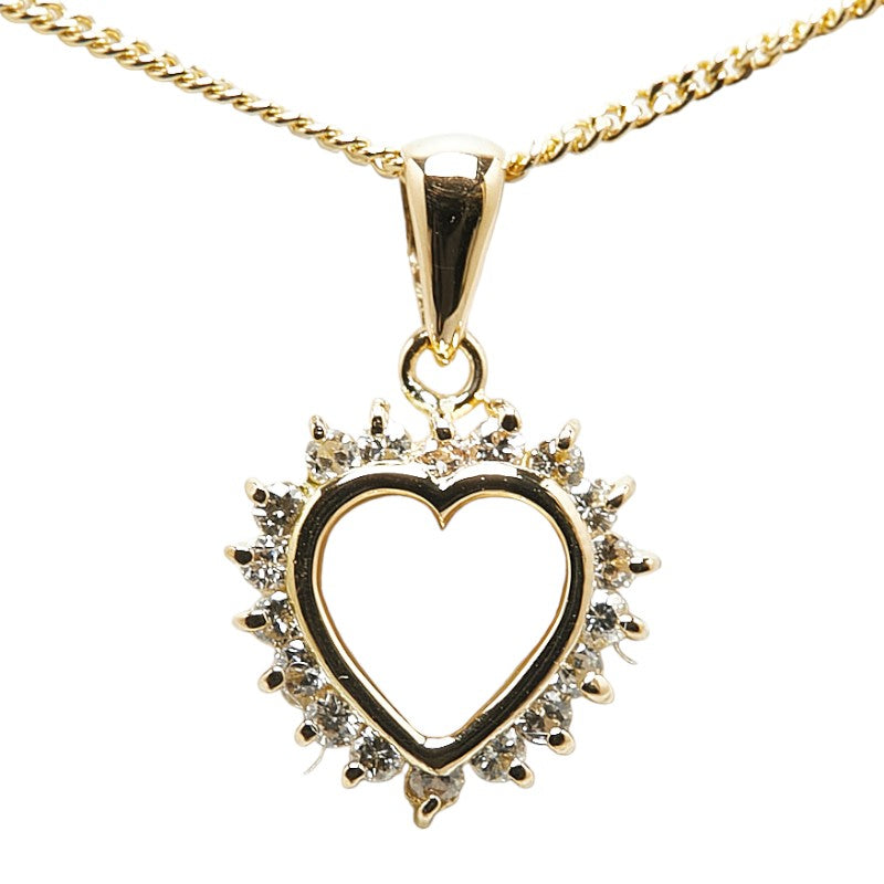 [LuxUness] 18K Heart Diamond Necklace  Metal Necklace in Excellent condition