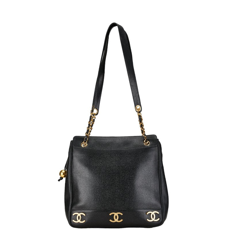 Chanel Triple CC Caviar Tote Bag Leather Tote Bag in Good condition