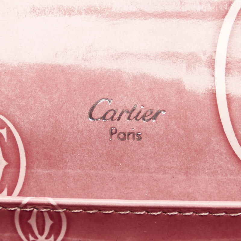 Cartier Patent Leather Happy Birthday Flap Wallet Leather Long Wallet in Good condition