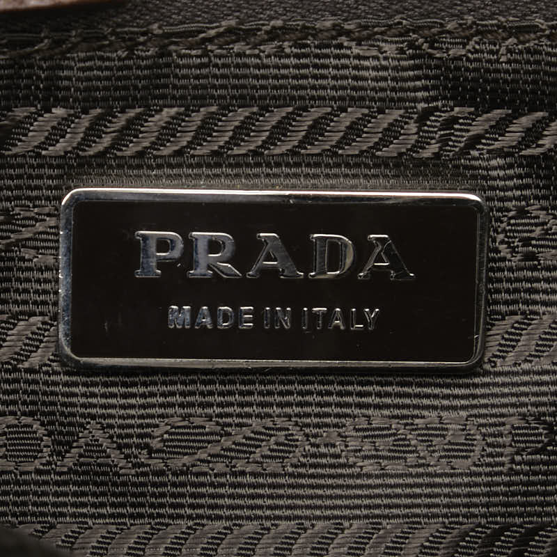 Prada Nylon Leather Triangle Logo Shoulder Bag