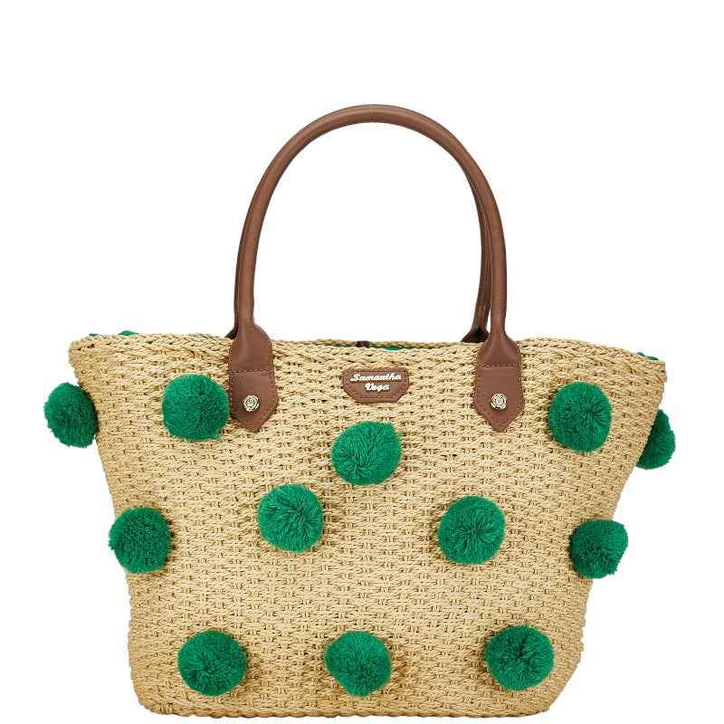 Samantha Vega Straw Leather Tote Bag