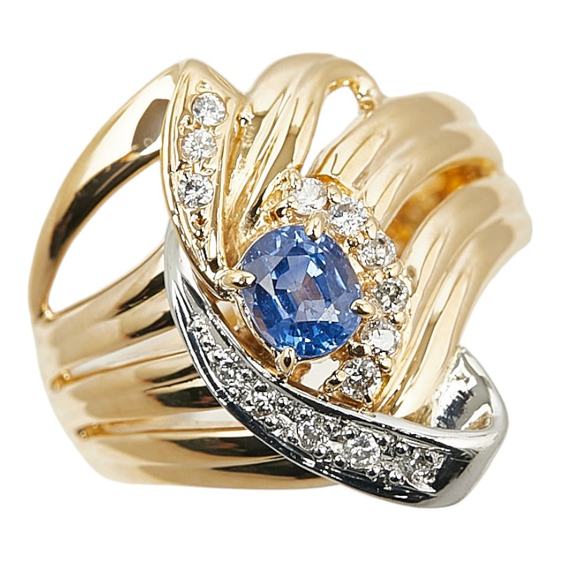 Gold Base Combo Sapphire 0.51ct Diamond 0.13ct Ring 11.5 in Excellent Condition