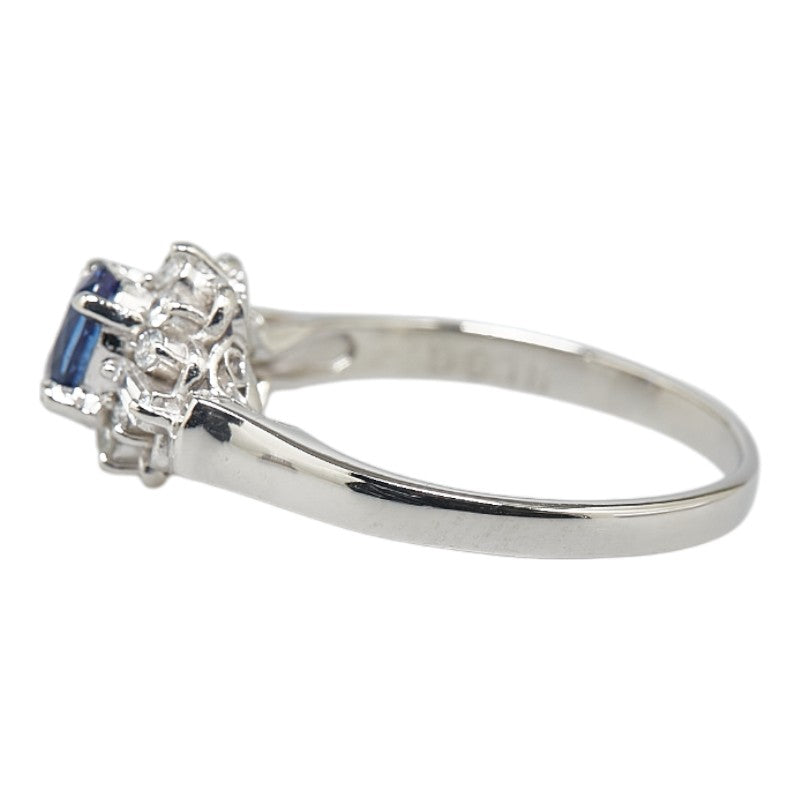 Pt900 Platinum Sapphire 0.55ct Diamond 0.18ct Ring in Excellent Condition